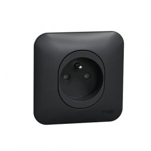 Schneider Electric Ovalis - prise de courant - 2P+T -16A - avec griffes Avec plaque -Anthracite (S465059)