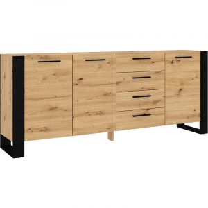 Meuble d'entrée avec de nombreux compartiments de couleur chêne naturel de 197 cm Nuka Bim Furniture