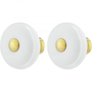 Cyclingcolors 2x bouton de tiroir porcelaine c&eacute;ramique 32 mm insert laiton poli meuble vintage antique style porte avec vis