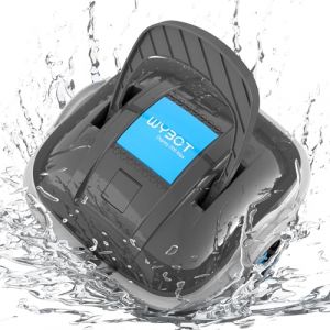 WYBOT Robot Piscine sans Fil pour 100 Minutes D'autonomie, Deux Moteurs D'entraînement, Aspirateur Piscine Parking Automatique, Nettoyeur de Piscine Hors Sol Jusqu'à 80 m²