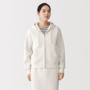 Sweat-shirt &agrave; capuche zipp&eacute; en coton m&eacute;lang&eacute; pour femme