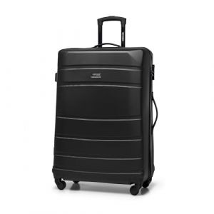 WITTCHEN Valise de Voyage Bagage à Main Valise Cabine Valise Rigide en ABS avec 4 roulettes pivotantes Serrure à Combinaison Poignée télescopique Globe Line Taille L Noir