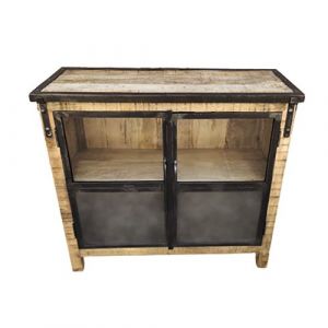 Buffet 2 portes manguier et métal - Naturel - Le dépôt bailleul