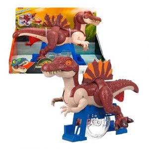 Fisher-Price Imaginext Figurine La Course du Spinosaure Jurassic World : Renaissance de 23 cm qui se jette en avant et claque ses mâchoires, JFR24
