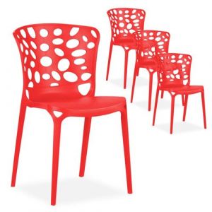 Chaise de jardin lot 4 chaises rouge