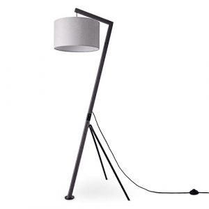 Paco Home - Lampadaire Lampe à Poser Salon Abat-Jour Lampe De Lecture Chevet Potence Lampadaire - Noir, Gris (Ø38cm)