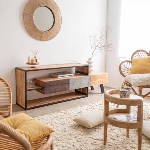 Meuble TV en bois marron 175x40 cm