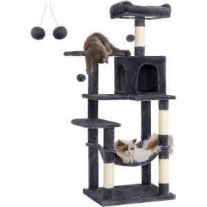 Arbre À Chat Hamac, Tour De Jeux 143 Cm, Gris Anthracite