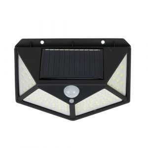 PNI GreenHouse WS10 Lampe solaire LED 100 LED 600 lm Angle PIR 120 degr&eacute;s Batterie 1800 mAh Montage mural, Noir