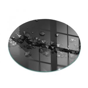 Plaque ronde de sol sous po&ecirc;le &agrave; bois en verre tremp&eacute; protection thermique du plancher Nuage abstrait de solides Ronde fi 80