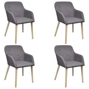 VidaXL Chaises de salle &agrave; manger 4pcs Gris clair Tissu et ch&ecirc;ne massif