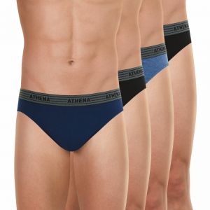 Athena Lot de 4 slips homme Ecopack bleu en coton
