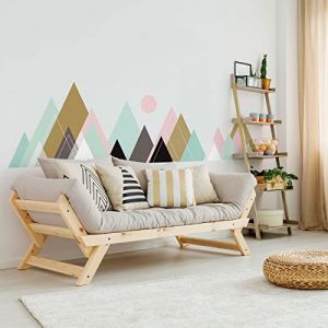 Stickers muraux - Décoration chambre salon - Autocollant Sticker mural géant montagnes scandinaves ARDENNA - 40x60cm