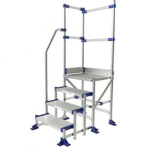 Tubesca Plateforme Méca Modul 4 marches - 0,50m - 2 garde-corps - 1 rampe