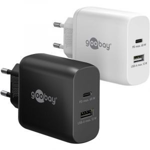 Goobay USB-C PD double chargeur rapide (65 W) noir - 1x port USB-C (Power Delivery) et 1x port USB-A - noir