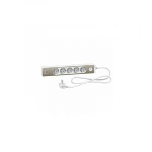 Schneider Electric Multiprise filaire 5 prises + 2 USB, L.1.5m, bronze / blanc