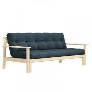 Image de Inside75 Canapé convertible futon unwind pin naturel coloris bleu pétrole 130 x 190 cm. - bleu