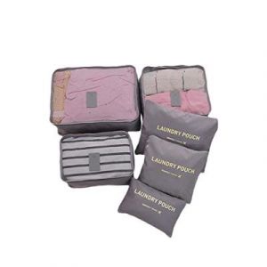 Novago Lot de 6 sacs de voyage, couleur unie (Gris )