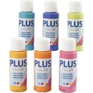 Plus color Lot de peinture acrylique - 6 x 60 ml - Multicolore