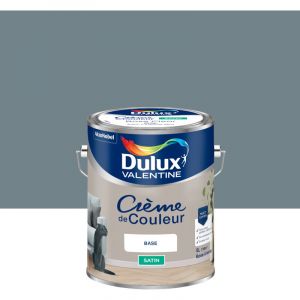 Dulux Valentine Crème de Couleur - Peinture multi-supports intérieure - Satin Bleu Gris 5 L
