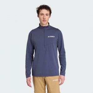 Adidas T-shirt Terrex Multi Climacool demi-zip à manches longues bleu marine - S