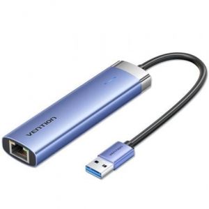 Concentrateur USB Vention TGFSB 3xUSB 3.0/RJ45/USB-C PD en alliage d'aluminium 5 Gbit/s