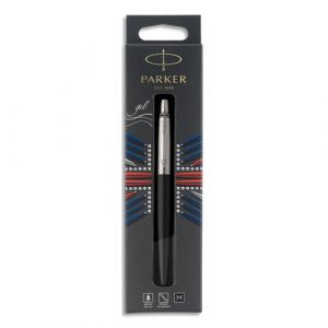 Parker Stylo bille r&eacute;tractable Jotter Bond Street - corps noir - pointe moyenne - encre noire