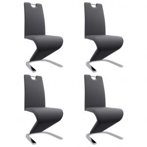Image de VidaXL Chaises à dîner avec forme de zigzag 4 pcs Gris Similicuir