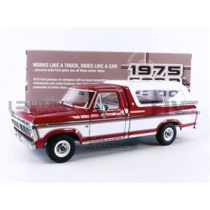Greenlight Collectibles Voiture Miniature de Collection 1-18 - FORD F-100 - 1975 - Candy Apple Red / Wimbledon White - 13620