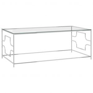 Image de VidaXL Table basse Argenté 120x60x45 cm Acier inoxydable et verre. Produit Neuf ! Garantie 0 ans !