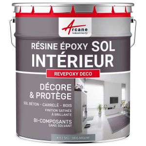 Arcane industries PEINTURE EPOXY SOL - REVEPOXY DECO - Gris Argent - RAL 7001 - 10 kg (jusqu'&agrave; 50 m&sup2; en 2 couches)