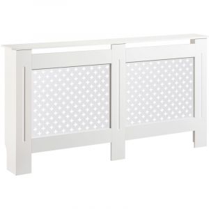 Toboli Habillage de radiateur blanc 152 x 19 x 82 cm, cache-radiateur en MDF, habillage en bois pour radiateur, habillage &eacute;l&eacute;gant pour radiateur