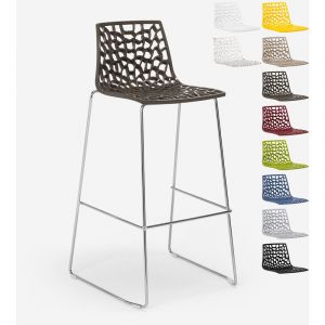 Grand Soleil Tabouret de bar de cuisine 74 cm design Spider Slitta, Couleur: Marron