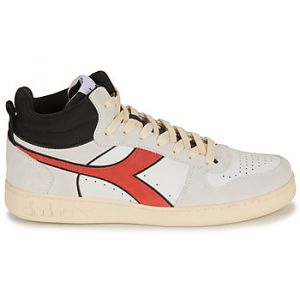 Diadora Mixte Magic Basket Demi Cut Suede Leather Chaussure de Gymnastique, White Ferrari Red Italy, 41 EU