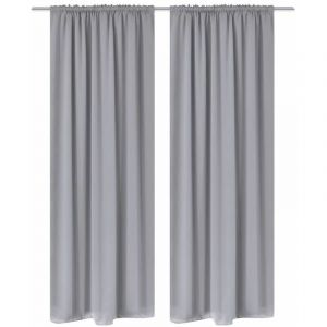 VidaXL 2 pcs Rideau Blackout Occultant Gris Tête à Fente 135 x 245 cm