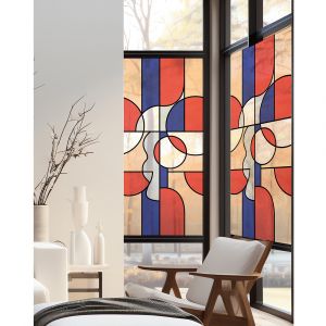 Plage Stickers décoratifs électrostatique, vitrail moderne, inspiration design contemporain, raccordable, 150 cm X 67,5 cm