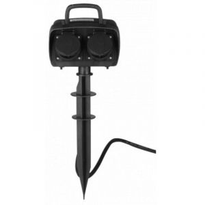 Optonica Multiprise de jardin + minuterie - 5m Cable - H07RN3G1.5mm2 - ac 220-240V - IP44 - 50-60Hz - 2 prises Allemandes