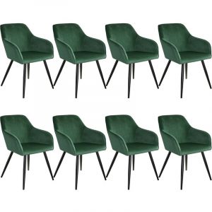 TecTake 8 Chaises MARILYN Design en Velours Style Scandinave - vert fonc&eacute;/noir