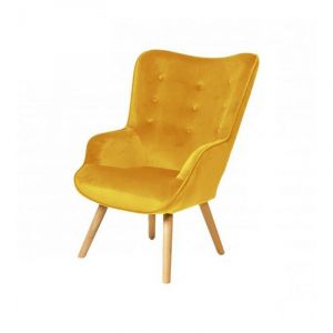 The home deco factory Fauteuil De Salon En Velours Jaune Home Deco Factory