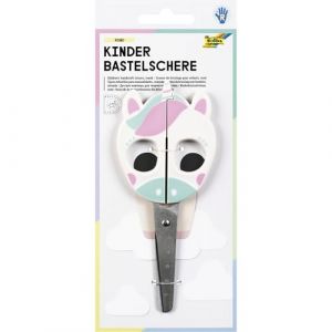 Folia 771 - Ciseaux de Bricolage pour Enfants Unicorn, env. 16 cm, Ciseaux pour Enfants avec Motif Licorne et gaufrage de la règle, inoxydables avec Coins arrondis, pour droitiers