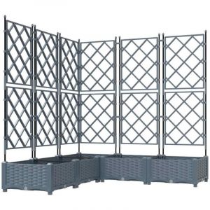 VidaXL Bac à fleurs avec Treillis 5 pcs Gris clair