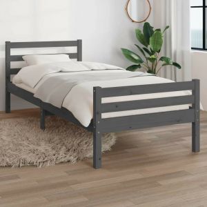 VidaXL Cadre de lit Gris Bois massif 100x200 cm