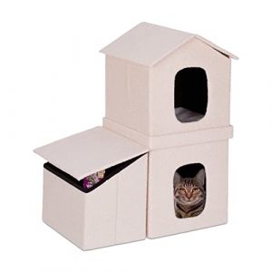 Relaxdays Maison pliable pour chats sur 2 étages - 10045056-0