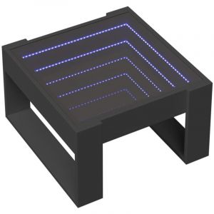VidaXL Table basse avec LED infini noir 50x53x30 cm, table d'appoint, table de salon, table latérale, bout de canapé, table centrale