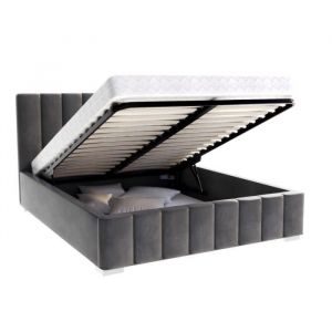 Lit Coffre Anton 120 x 200 cm avec sommier à lattes relevable Gris foncé