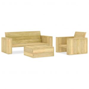 VidaXL Salon de jardin 3 pcs Bois de pin imprégné