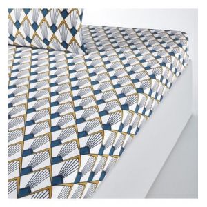 Drap housse percale, Elisa bleue Multicolore Couleur Multicolore Taille 140 x 190 cm