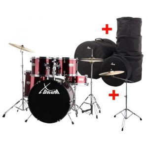 Image de Xdrum Semi 22- batterie standard Lipstick Red XL SET incl. pied cymbale + cymbales crash + housses