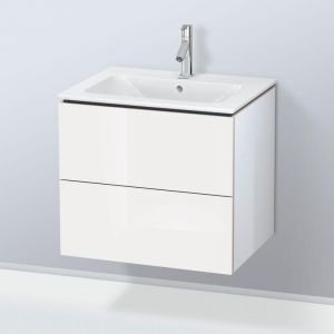 Duravit L-Cube Meuble sous-lavabo suspendu, 2 tiroirs, largeur : 620mm, pour Me par Starck 233663, Coloris: Décor blanc brillant - LC624002222