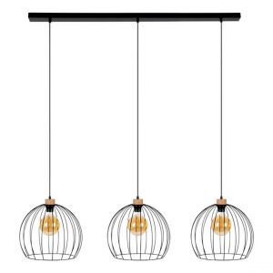 Lampe Suspendue Coop Chêne huilé Métal Câble PVC Noir